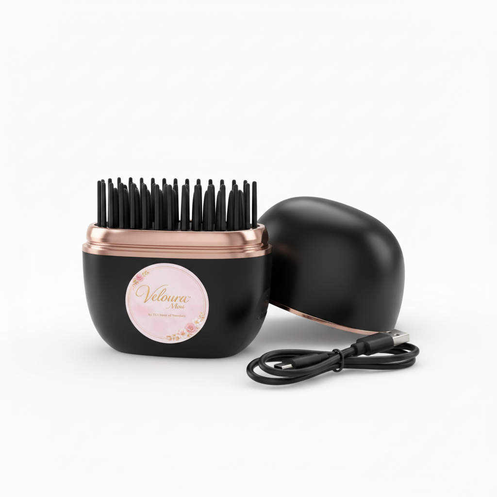 Heated brush with exact Veloura Mini sticker